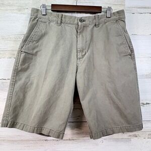 Eddie‎ Bauer Legend Wash Chino Shorts 34 Green Olive Cotton Twill 10in inseam